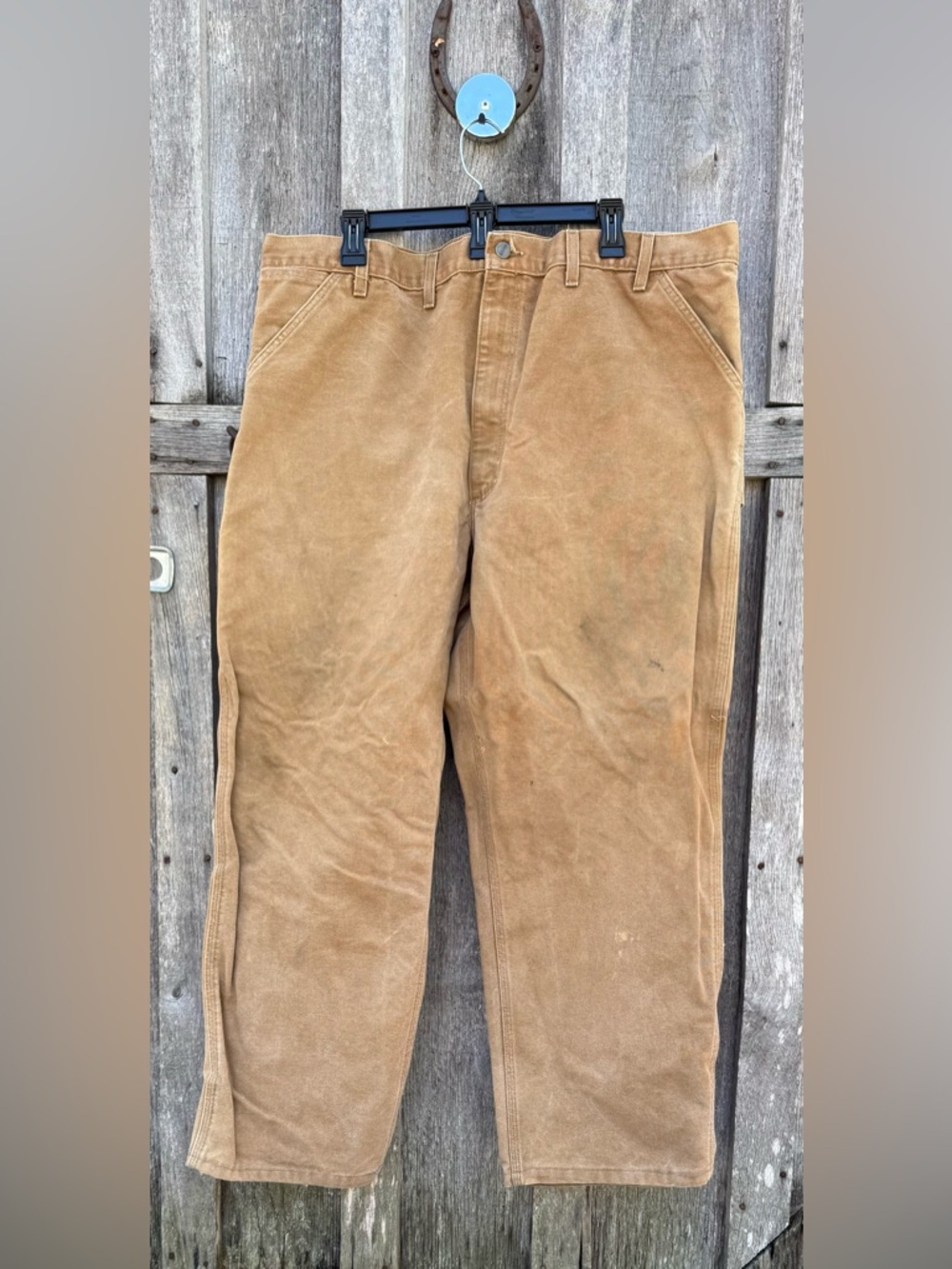 VTG Carhartt B11 BRN Brown Canvas Work Carpenter Pants (44x29 actual)USA Vintage